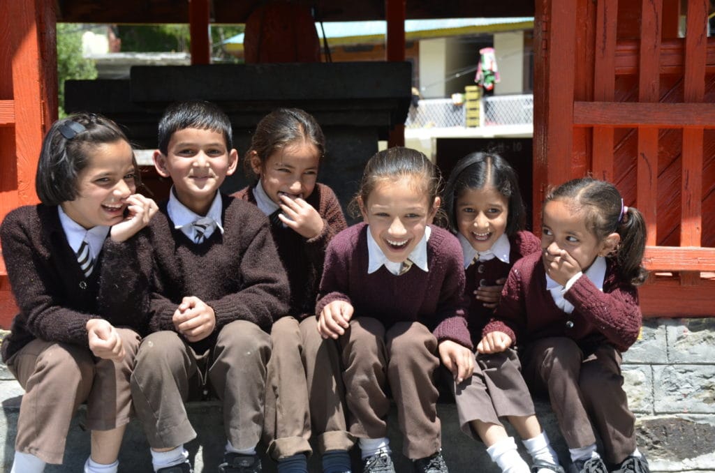 Kids at lunchbreak in Bharmour